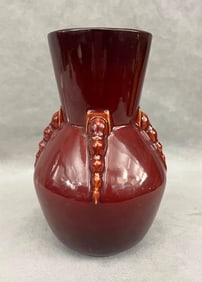 ROSEVILLE POTTERY TOPEO MOWA ART POTTERY VASE IN OXBLOOD RED, 698-7.