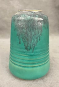 ROSEVILLE IMPERIAL II BLUE PURPLE DRIP ART POTTERY VASE, #468-5.