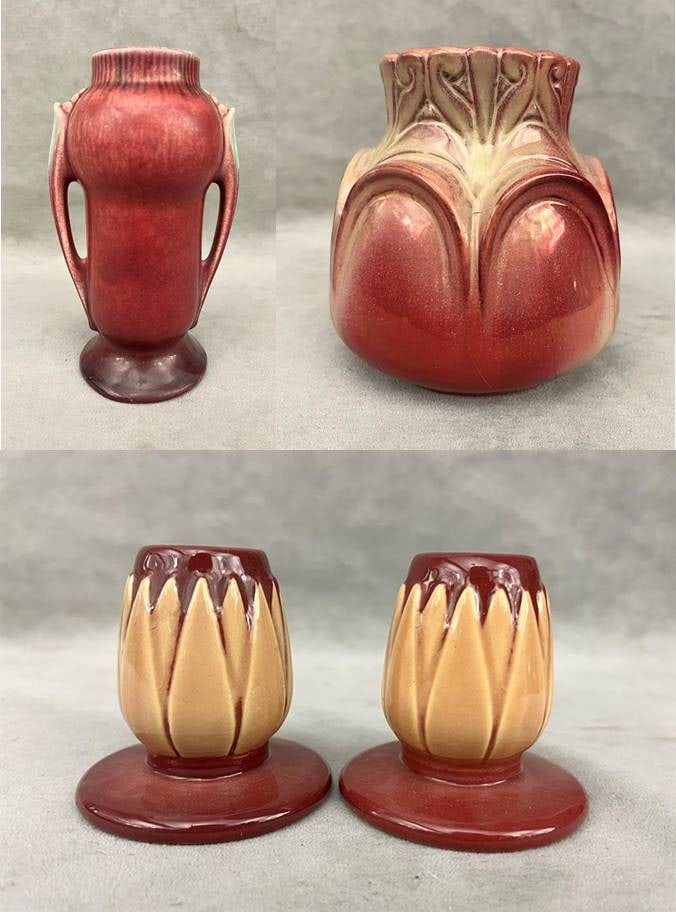 FOUR ASSORTED PIECES ART POTTERY INCLUDING ROSEVILLE. (1 of 10)
