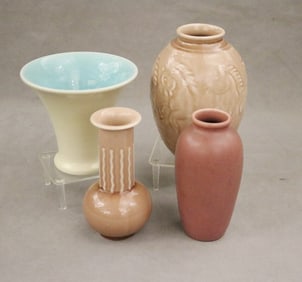 FOUR ASSORTED PIECES ROOKWOOD ART POTTERY.