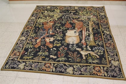 "L'ART DU FEU" TAPESTRY WOVEN BY POINT DE L'HALLUIN , Made in France circa 1981. - App. 78 in. x 66