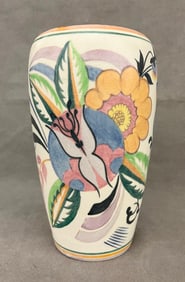 STAFFORDSHIRE "FANTASYWARE" FLORAL-DECORATED CERAMIC VASE. - H: 7 3/4 in.