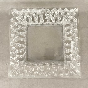 R. LALIQUE "ROSES" COUPE CARRÉE COLORLESS CRYSTAL FLARING SQUARE BOWL, No. 10-407. - 9 1/2 in