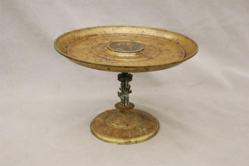 NEOCLASSICAL BRASS TAZZA. 19th century, circa 1880. - H: 8 1/4 in. D: 11 7/8 in. (1 of 12)