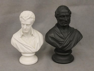 TWO ENGLISH BISQUE BUSTS OF NOTABLES, late 19th century. - Taller, H: 8 in.