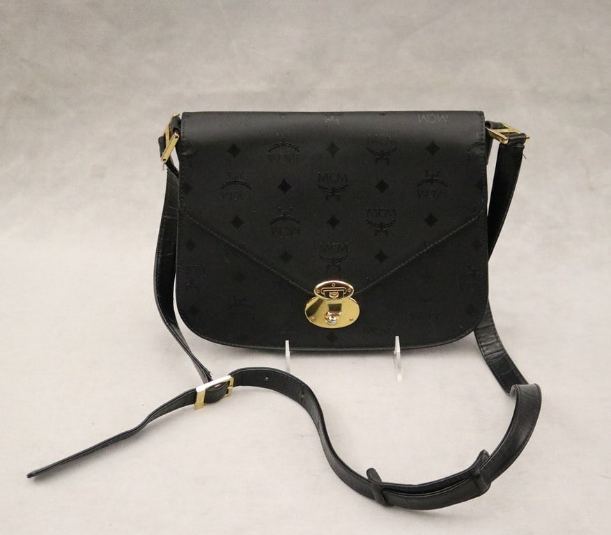 MCM VINTAGE BLACK MONOGRAM VISETOS CROSSBODY BAG . (1 of 5)