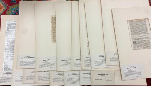 FIFTEEN INDIVIDUAL MOUNTED BIBLES LEAVES, 17TH TO 20TH CENTURY.