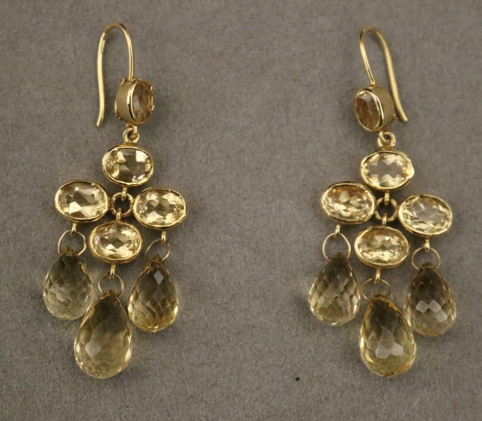 14K YELLOW GOLD AND CITRINE CHANDELIER STYLE DANGLE EARRINGS (1 of 16)