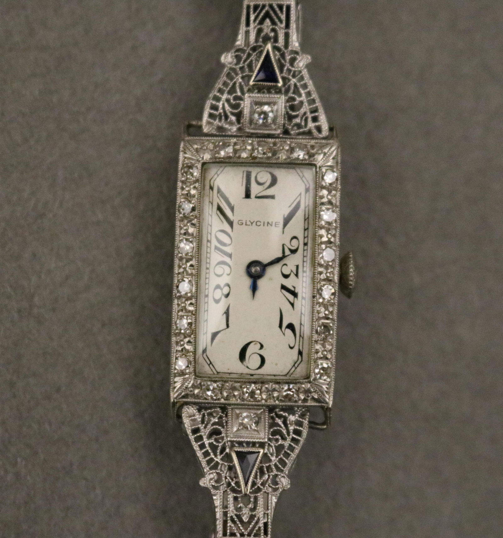 LADY'S ART DECO 18K AND 14K WHITE GOLD AND PLATINUM (STAMPED) AND DIAMOND WATCH BY GLYCINE 1920s (1 of 17)