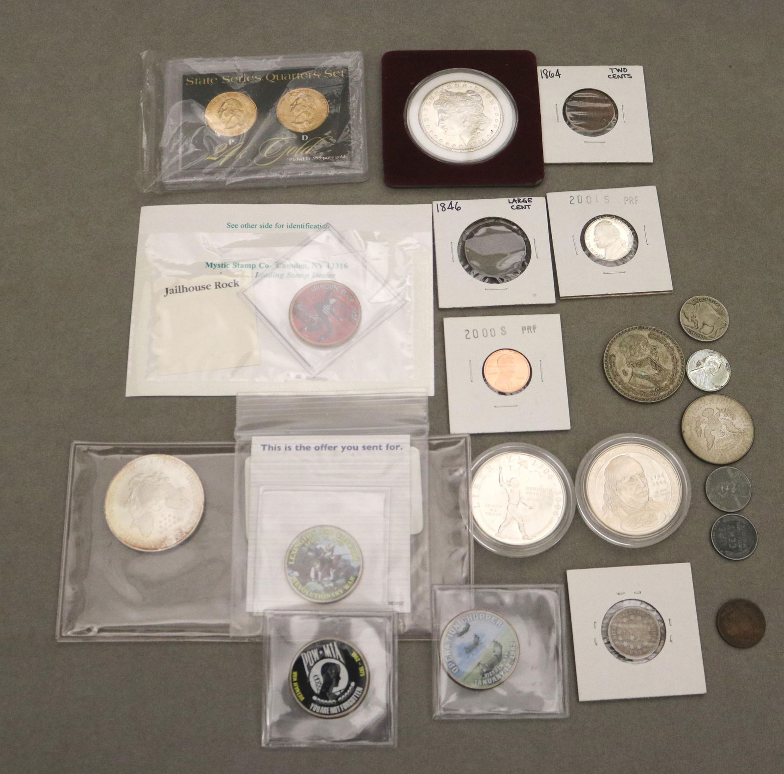 ASSORTED 19TH AND 20TH CENTURY U.S. SILVER AND OTHER COINS AND COMMEMORATIVE COINS, AND ONE MEXICAN (1 of 20)
