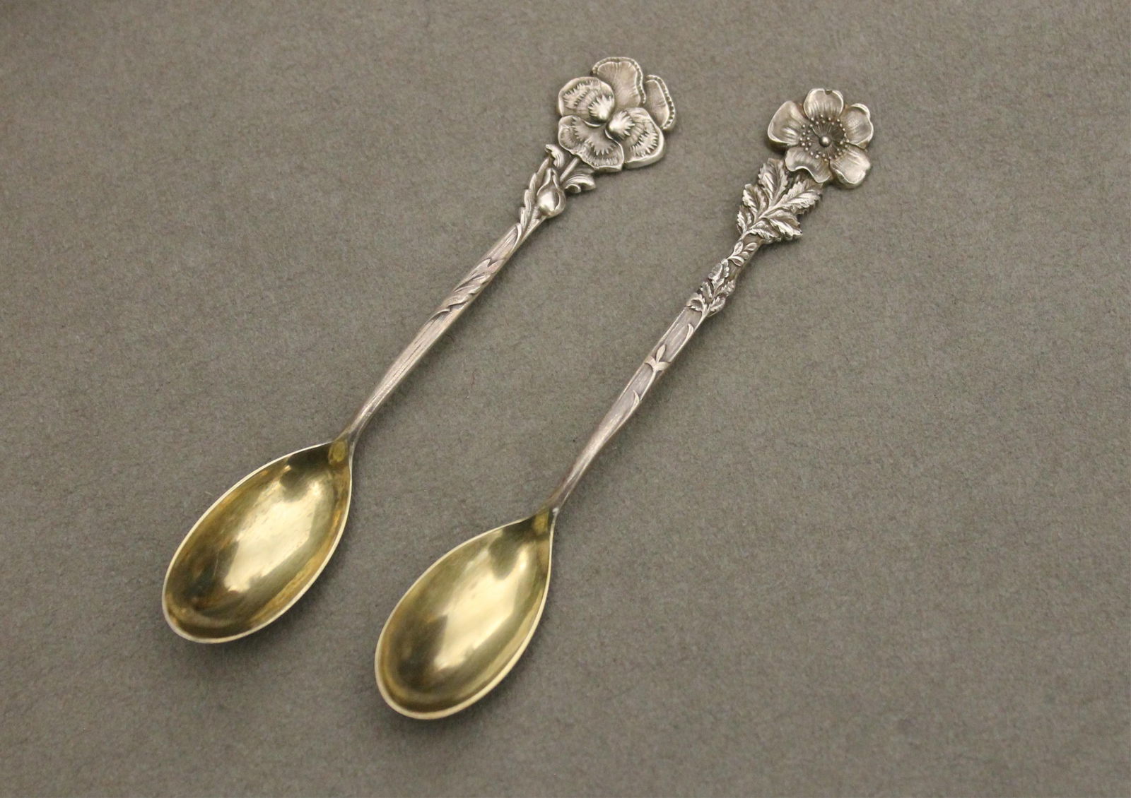 SET OF 12 TIFFANY & CO. STERLING SILVER DEMITASSE FLORAL SPOONS, (1 of 7)