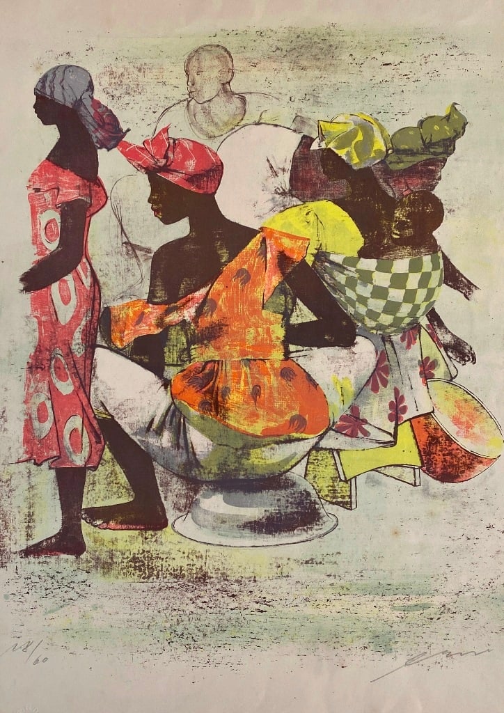 HANS ERNI (Swiss, 1909-2015). Markt von Dakar (Market of Dakar), circa 1951, Limited edition (1 of 20)