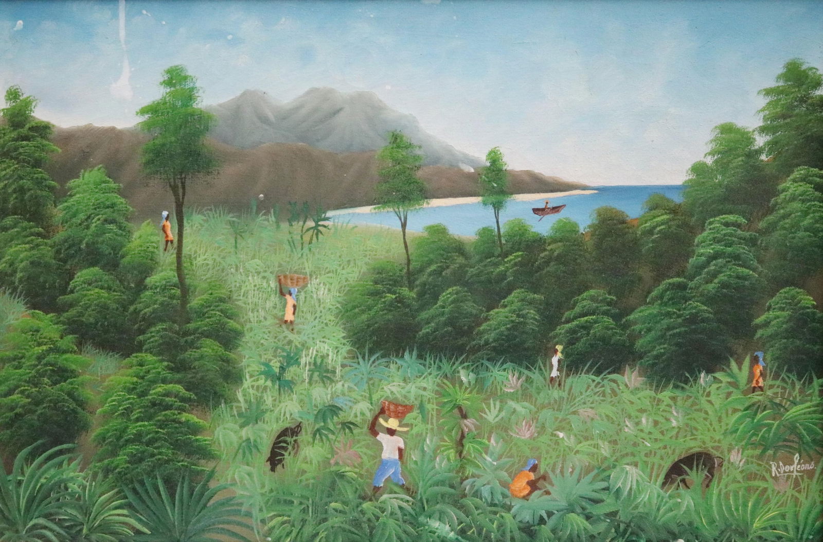 Raymond Dorleans, Haitian 1947–2000, The Harvest at the Edge of the Bay, Oil on canvas, Artwork: (1 of 11)