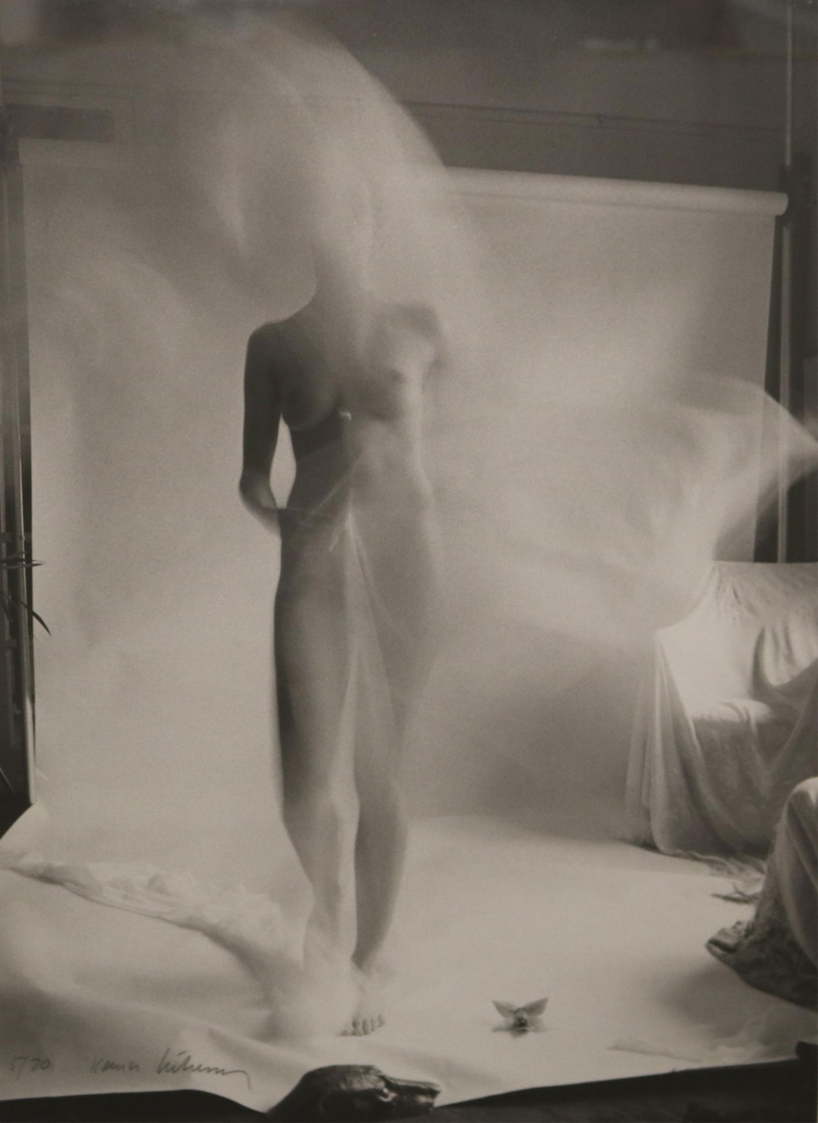 Contemporary Photographer , Black and white nude photograph, Sight (as matted) 15 x 11 inches;: CONTEMPORARY PHOTOGRAPHERBlack and white nude photographLimited edition black and white photograph numbered 5 of an edition of 20. Indecipherable signature and numbered lower left. Framed. Not examine