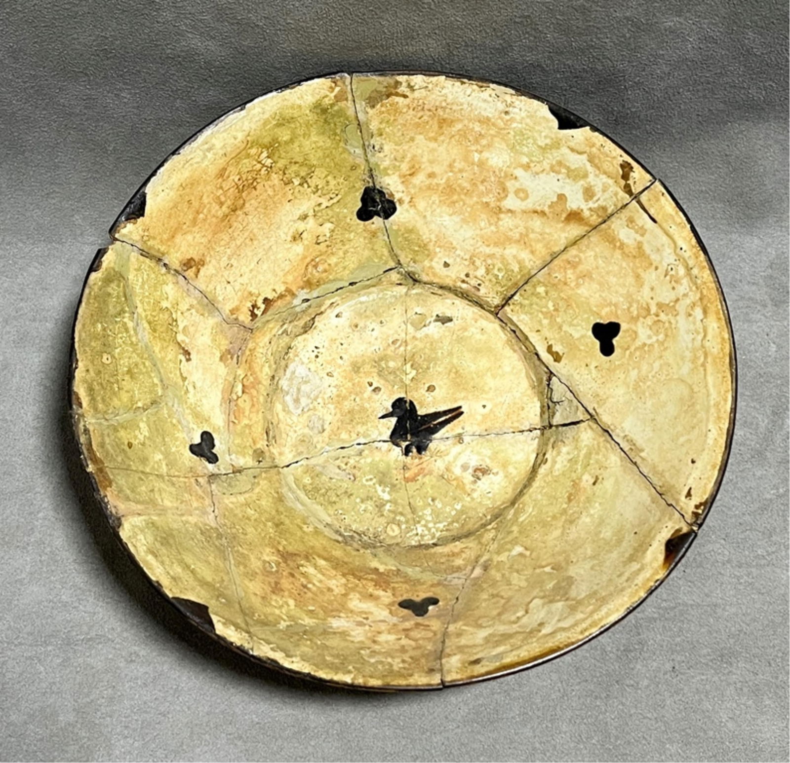 Glazed ceramic bowl; Samanid-period slipware, Diameter: 8.5 inches; height: 3.25 inches (1 of 7)