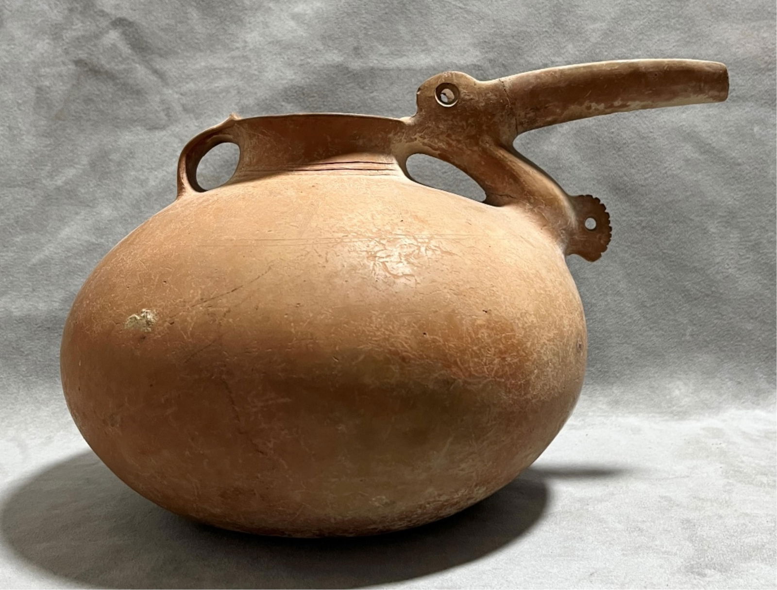 Ancient Iraqi (Mesopotamian) pottery vessel is a spouted libation jar, Dimensions: 8 x 9 x 13 in. (1 of 19)