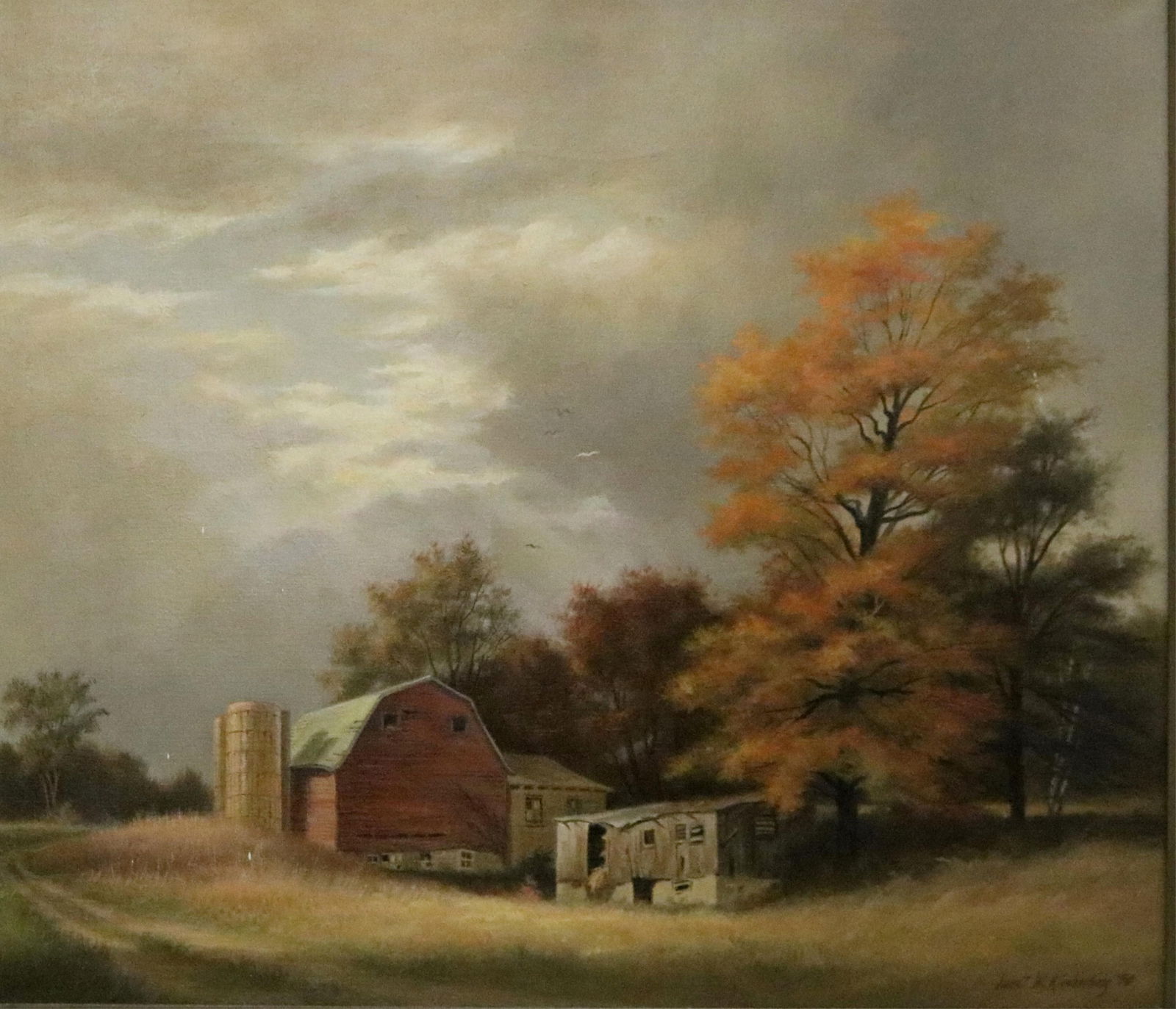 Janet Wensley Kimberling, American 1925–2022, Autumn Farmstead, 1971, 28 x 33 inches (excluding (1 of 15)