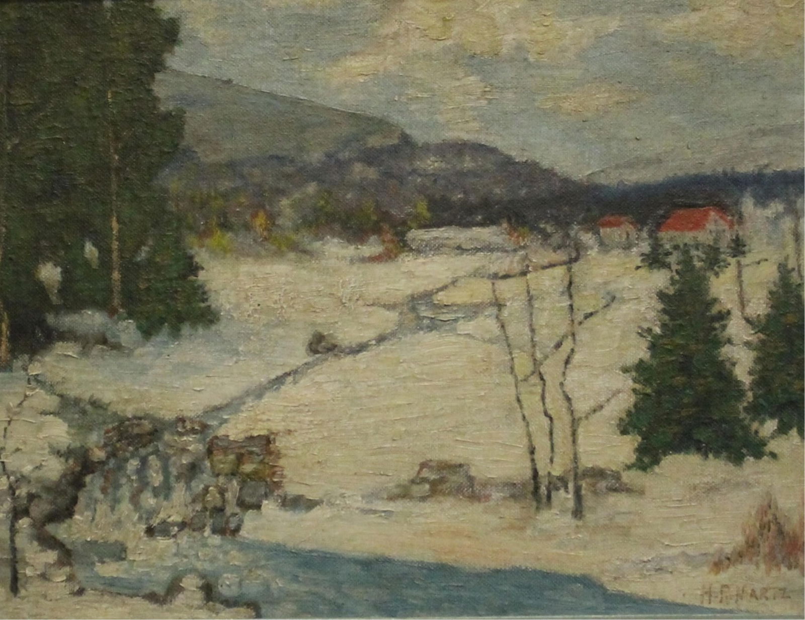 Henry Randolph Martz, 19th / 20th century, Winter Landscape, Oil on board., 9 x 12 inches (excluding (1 of 9)