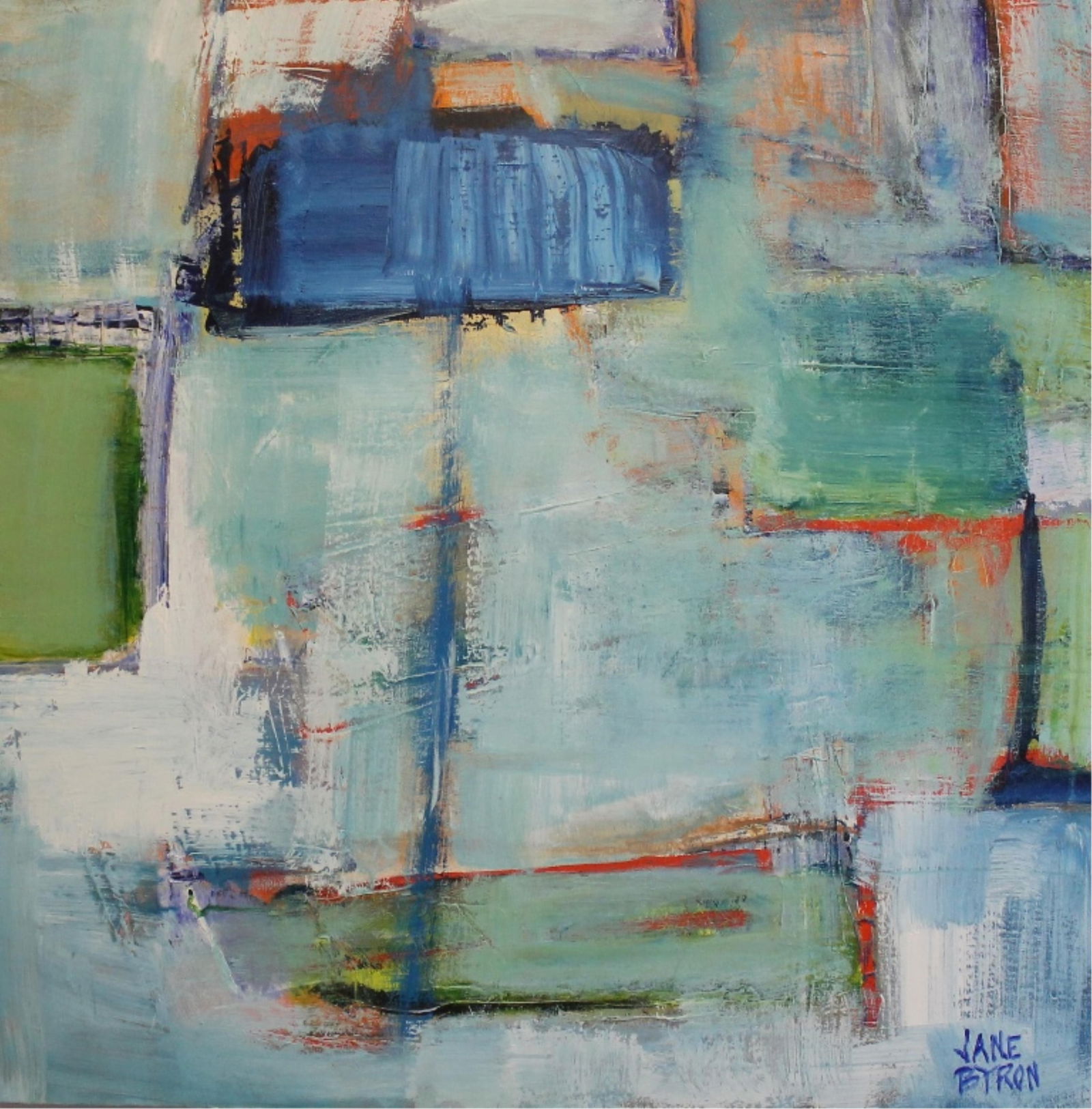 Jane Byron, American 20th century, Middletown Fields: Aerial Impressions, Acrylic on canvas: JANE BYRONAmerican, 20th centuryMiddletown Fields: Aerial ImpressionsAcrylic on canvasSigned lower right. Unframed.ARTIST PROFILE: Jane Byron is a dedicated painter and lifelong resident