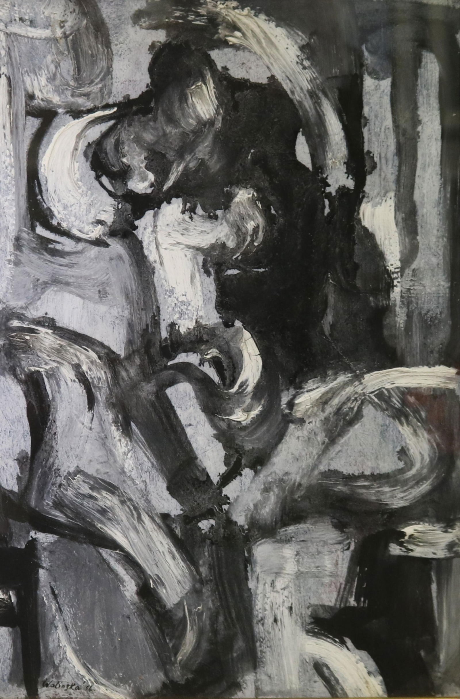 Anna Walinska, American 1906-1977, Odalisque, 1956, 20 x 14 inches; frame: 26.5 x 20 inches: ANNA WALINSKAAmerican, 1906-1977Odalisque, 1956Mixed media (Casein) on paper; signed and dated at base. Verso label provides title and dates. Framed.20 x 14 inches; frame: 26.5 x 20 inches ART