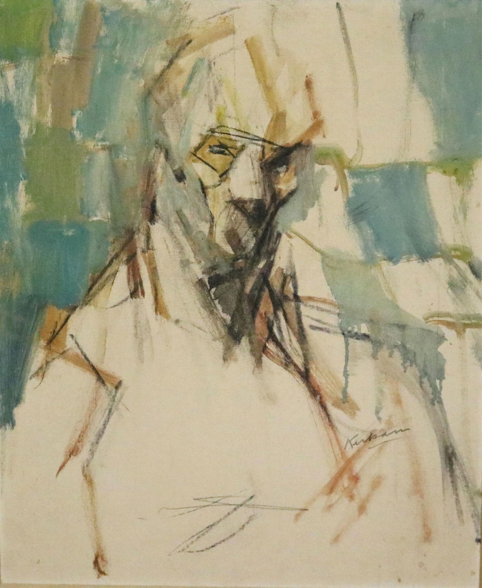 Earl Cavis Kerkam, American 1891-1965, Portrait of a man with glasses, 24 x 20 inches; frame: 30 x (1 of 13)