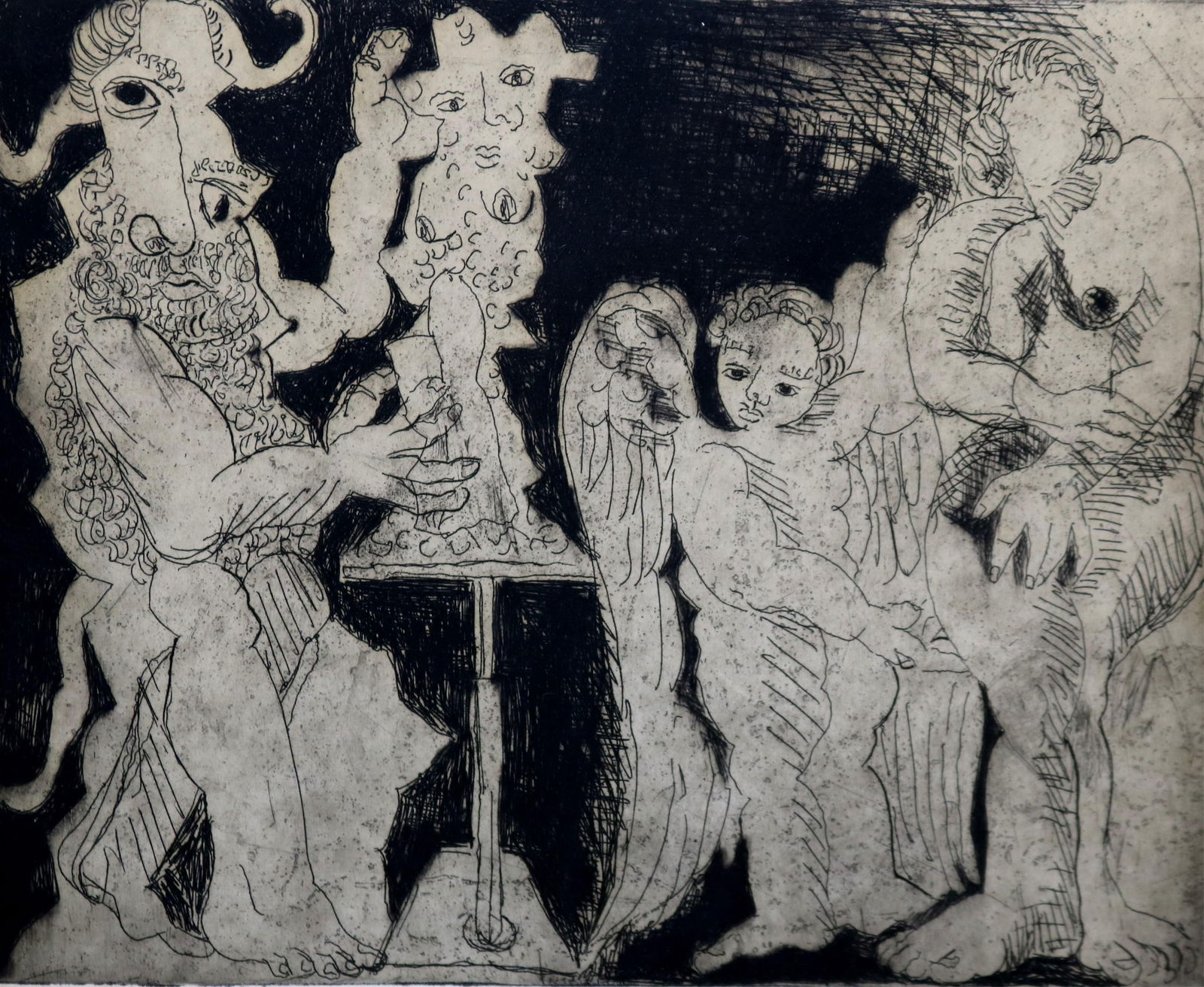 Peter Grippe, American 1912-2002, The Sculptor, 1957., Etching, 6.25 x 5.25 inches; frame: 9.75 x (1 of 14)