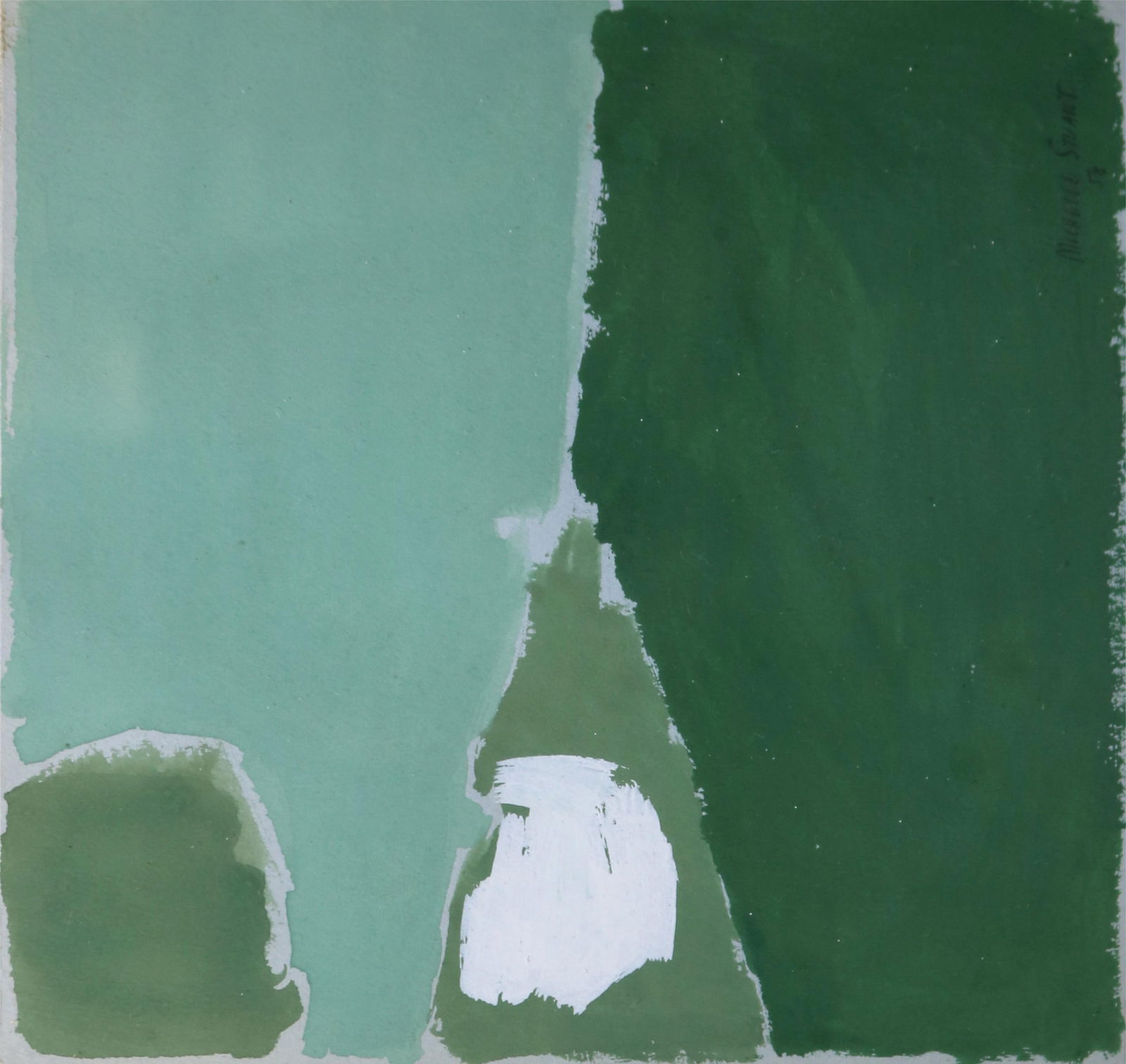 Michelle Stuart, American born 1933), Green Landscape, 1958, Sight: 6.75 x 6.75 inches; frame: 9.5 x (1 of 6)