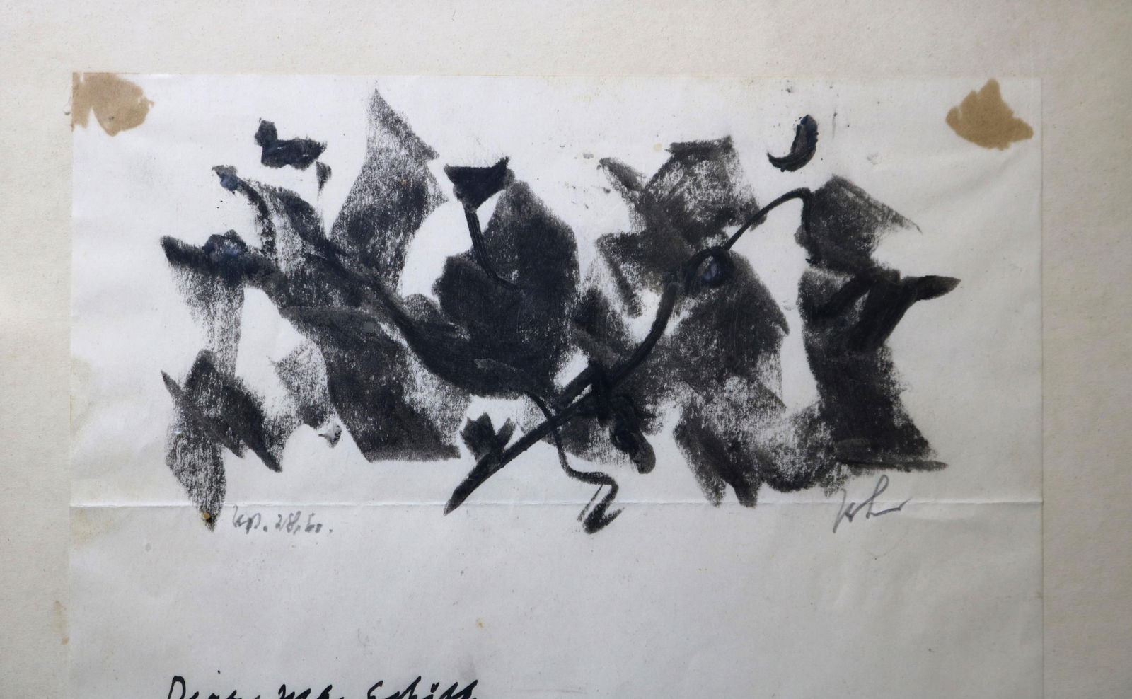 John Von Wicht, German / American 1988-1970, Black Abstract, 1960, Letter: 10.5 x 8 inches; frame: (1 of 10)