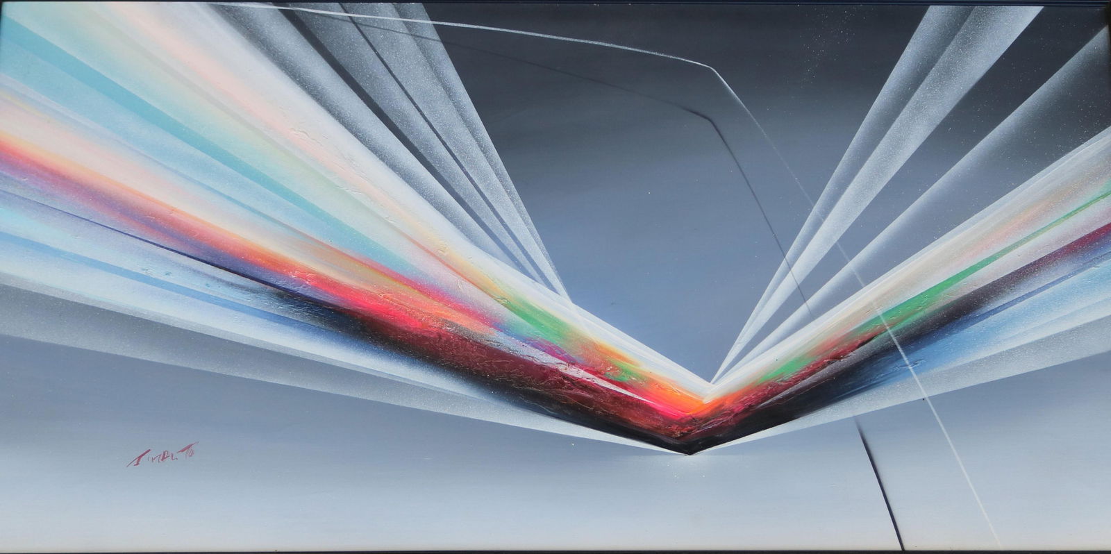 American School , 20th century, Abstract, Oil on canvas., 24 x 48 inches; frame: 29 x 53 inches (1 of 9)