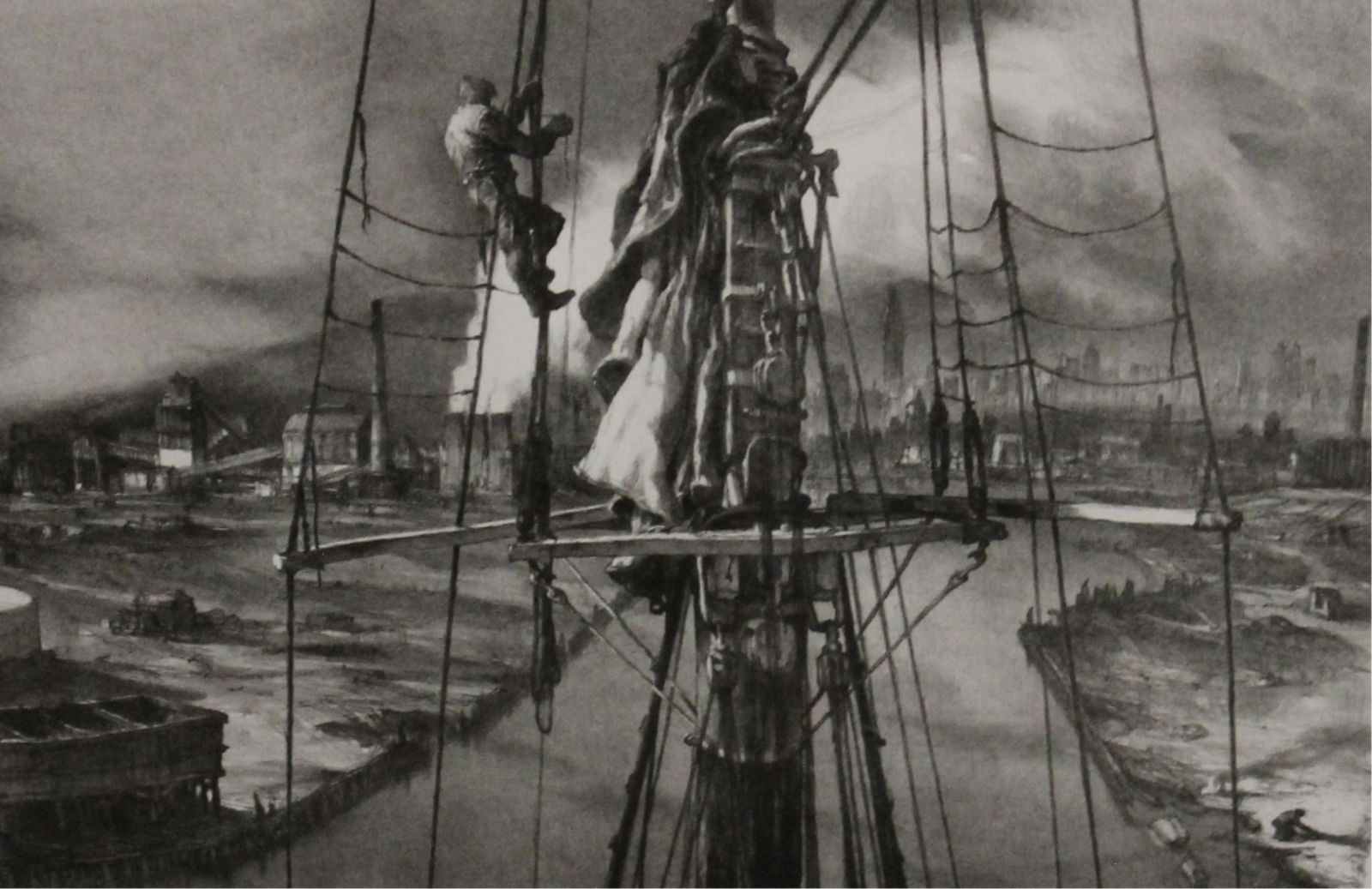 John Alexander Harrison Noble, American 1913 - 1983, Dying in the English Kills, Mast & Man #2, (1 of 12)