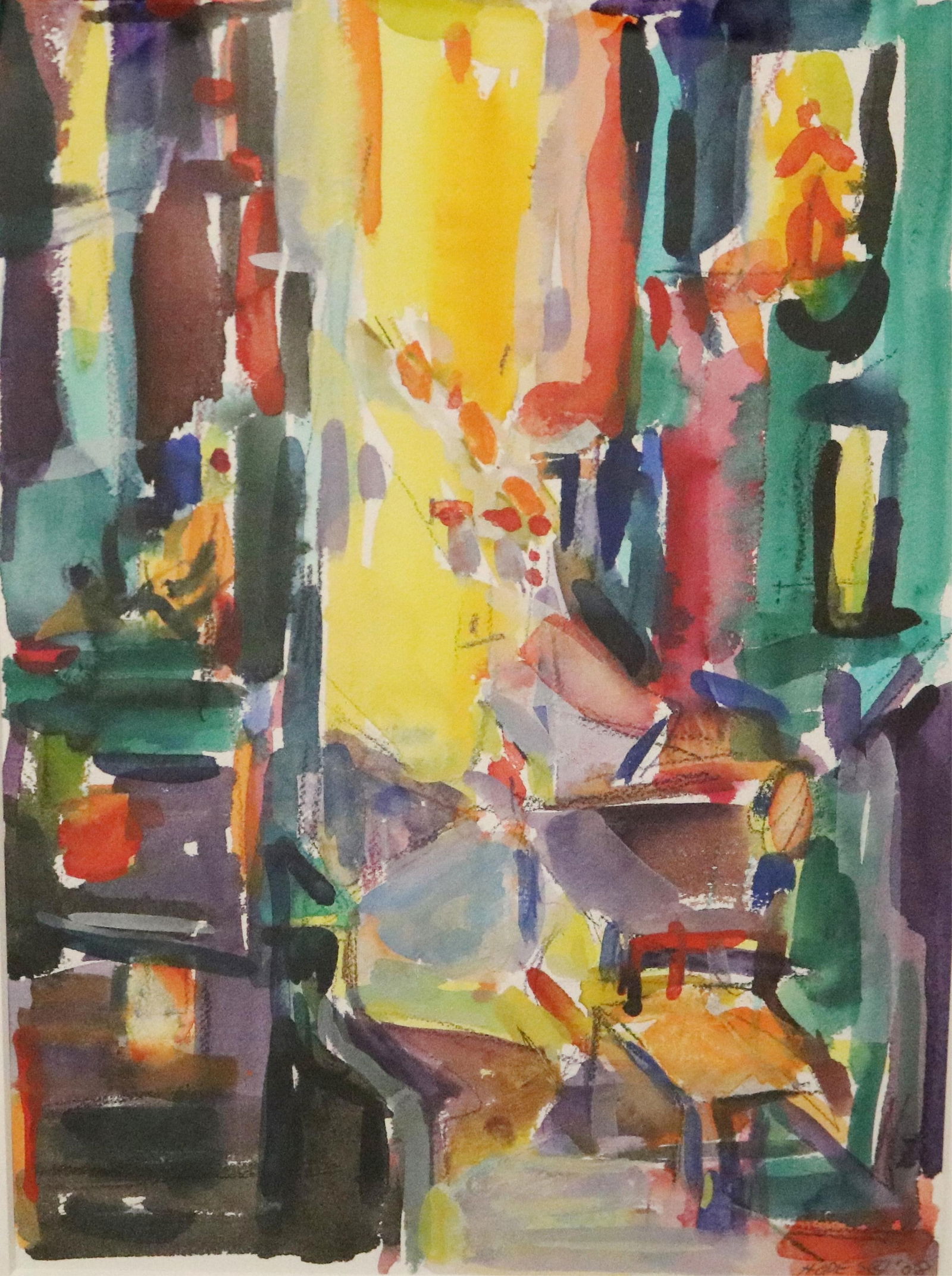 Suzanne Hodes, American Born 1939, City Canyons, 2008, watercolor and pencil, Sight (as matted) 14 x: SUZANNE HODESAmerican, Born 1939City Canyons, 2008watercolor and pencilMixed media (watercolor and pencil) on paper. Signed and dated lower right. Framed. Not examined out of frame.Sight (as matted)