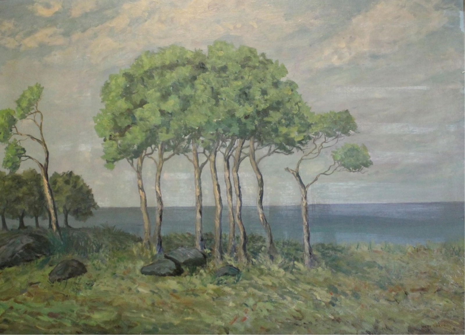 Naomi Lorne, American 1902-1964, Coastal Sentinels: Pine Grove at Rockaway, Oil on canvas. (1 of 13)