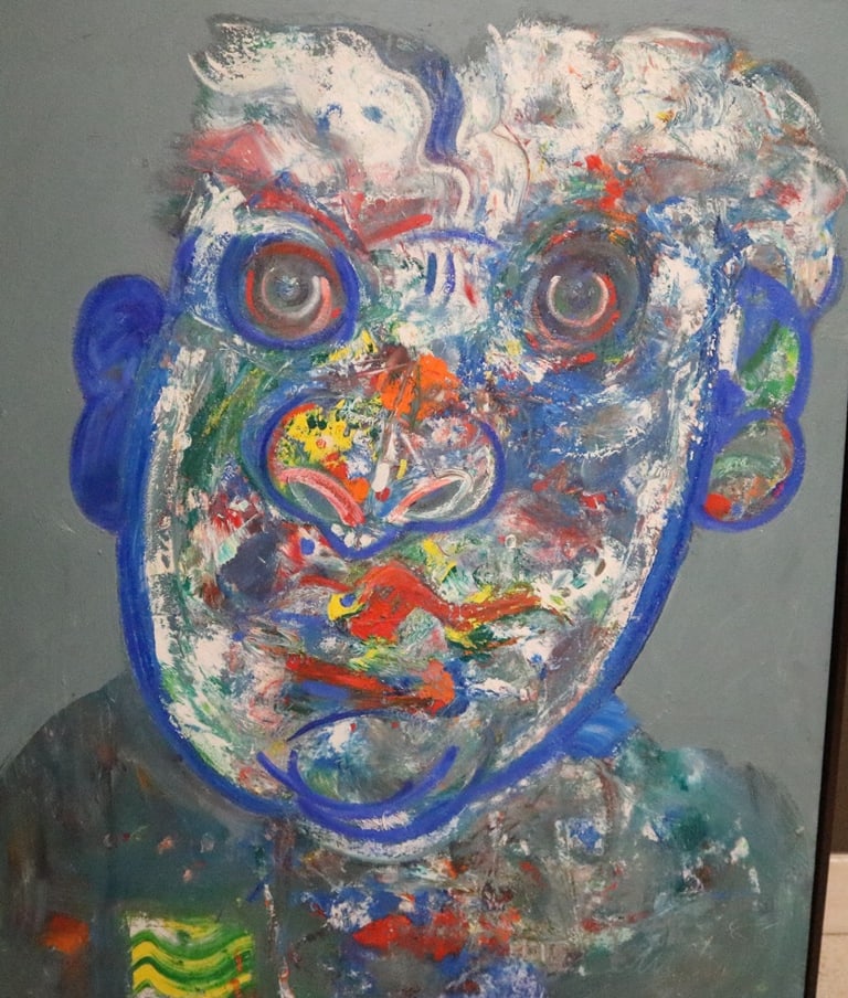 ROBERT BEAUCHAMP (American, 1923-1995). "Man in blue", 1988. Signed lower right and dated '88. Oil (1 of 15)