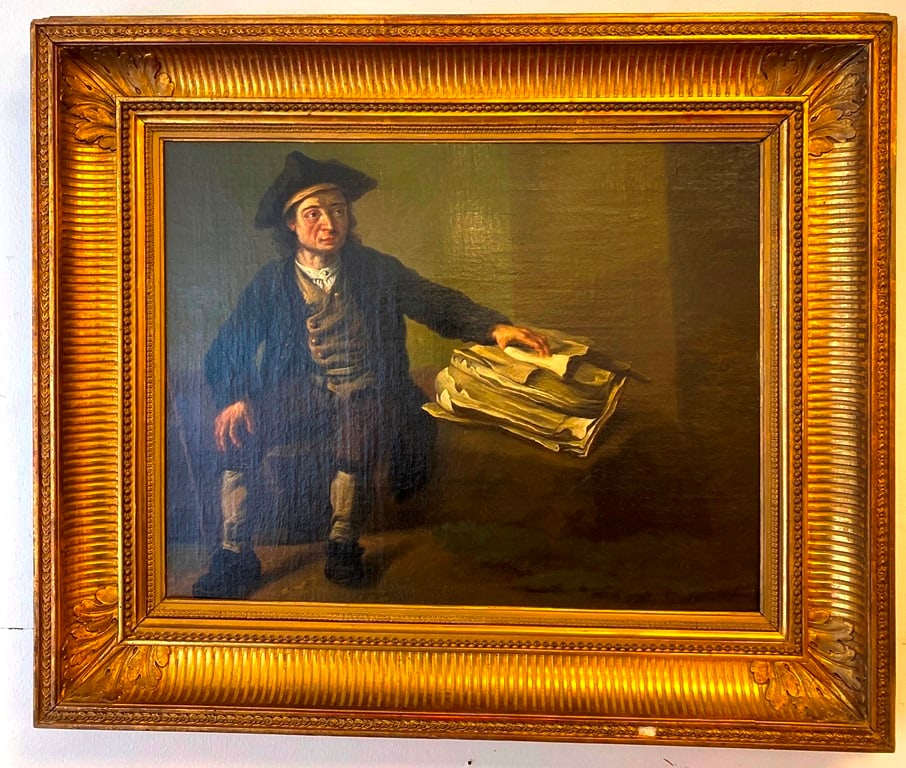 FOLLOWER OF JAN JOSEPH HOREMANS I (Dutch, 18th century). A Man Seated Beside a Sheaf of Papers, Oil (1 of 12)