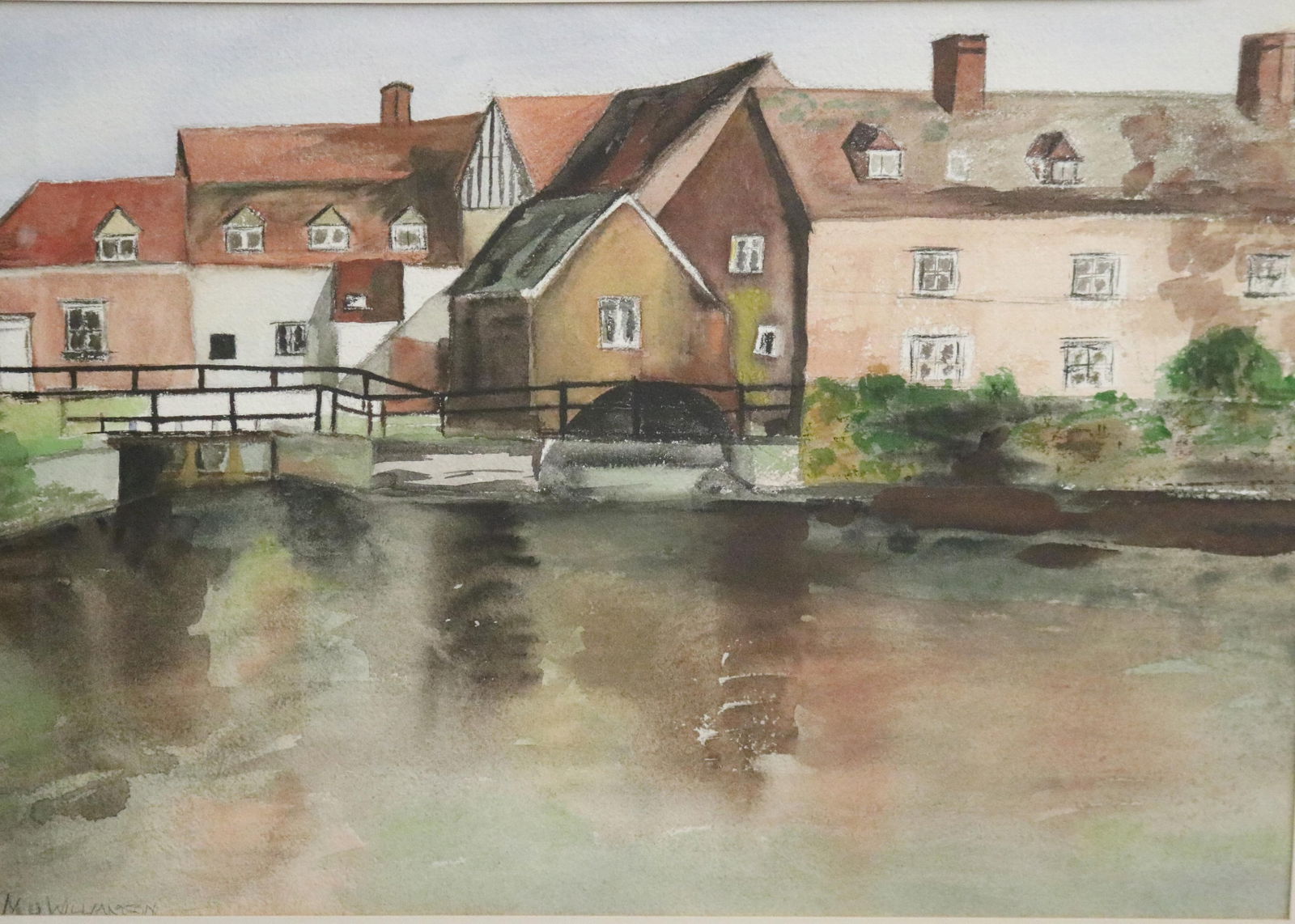 English School , 20th century, The Old Mill by the Stream, Watercolor, Sight (as matted) 14 x 20 (1 of 7)