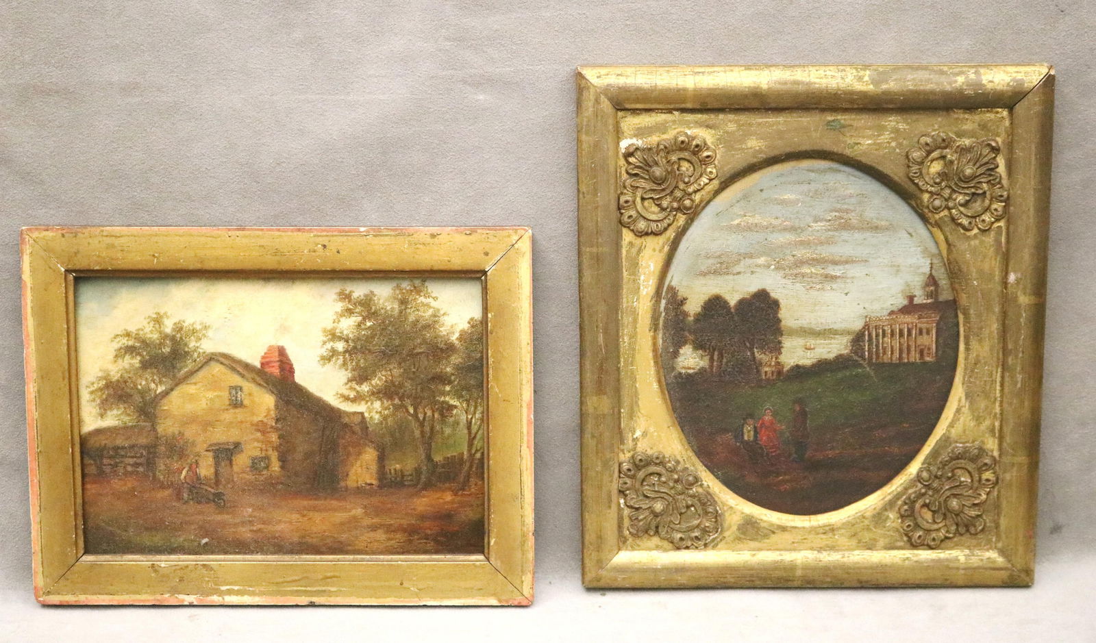 English School , 19th century, Pair of works: "The Stonecutter’s Cottage" and "Afternoon at the (1 of 13)