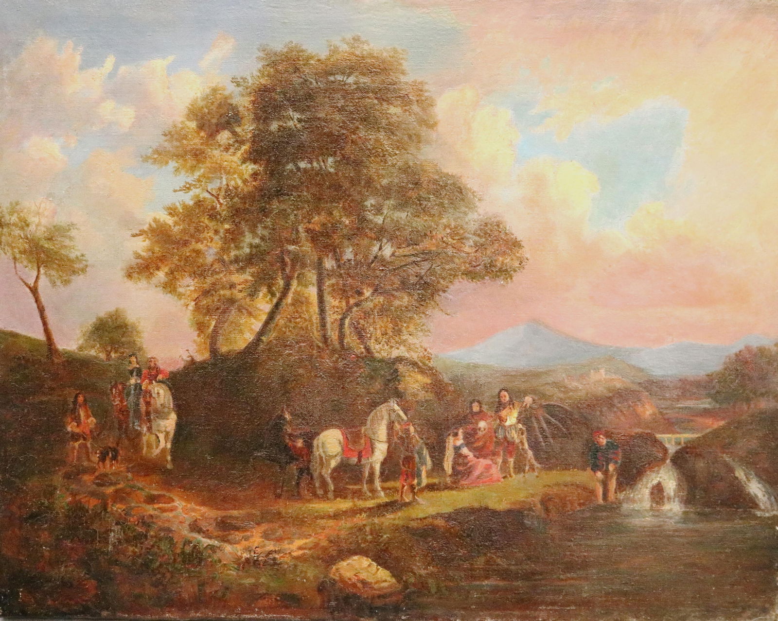 English School , 19th Century, Rest by the River, Oil on canvas, 16 x 20 inches (1 of 16)