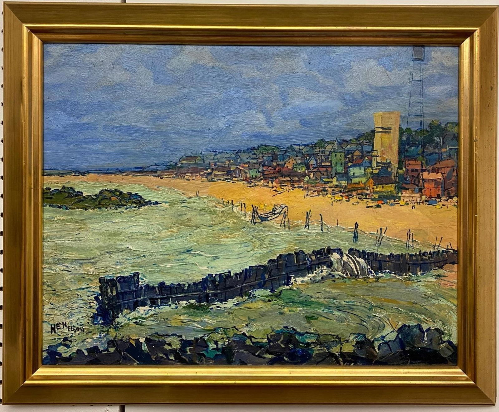 English School , 20th century, Mid February View of an English Coastal Town, oil on board, 17 x 22 (1 of 13)