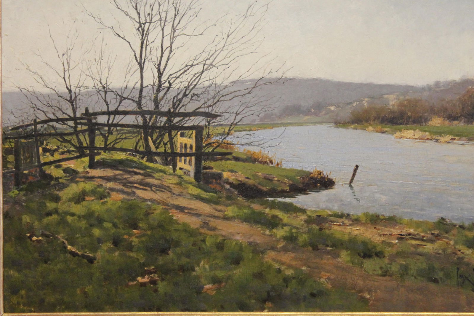 Jose Weiss, French / English 1859–1919, Scene of the Arun Valley near Amberley, England, Oil on: JOSE WEISSFrench / English, 1859–1919Scene of the Arun Valley near Amberley, EnglandOil on boardSigned lower right. Framed.ARTIST PROFILE: Born in Paris in 1859 to a family of French and