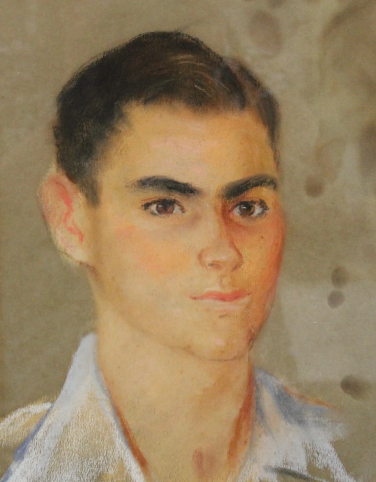 MARTHA MOORE BURNETT (American, 1913-1982). PORTRAIT OF BOY, 1951, Mixed media on paper (pastel or (1 of 6)