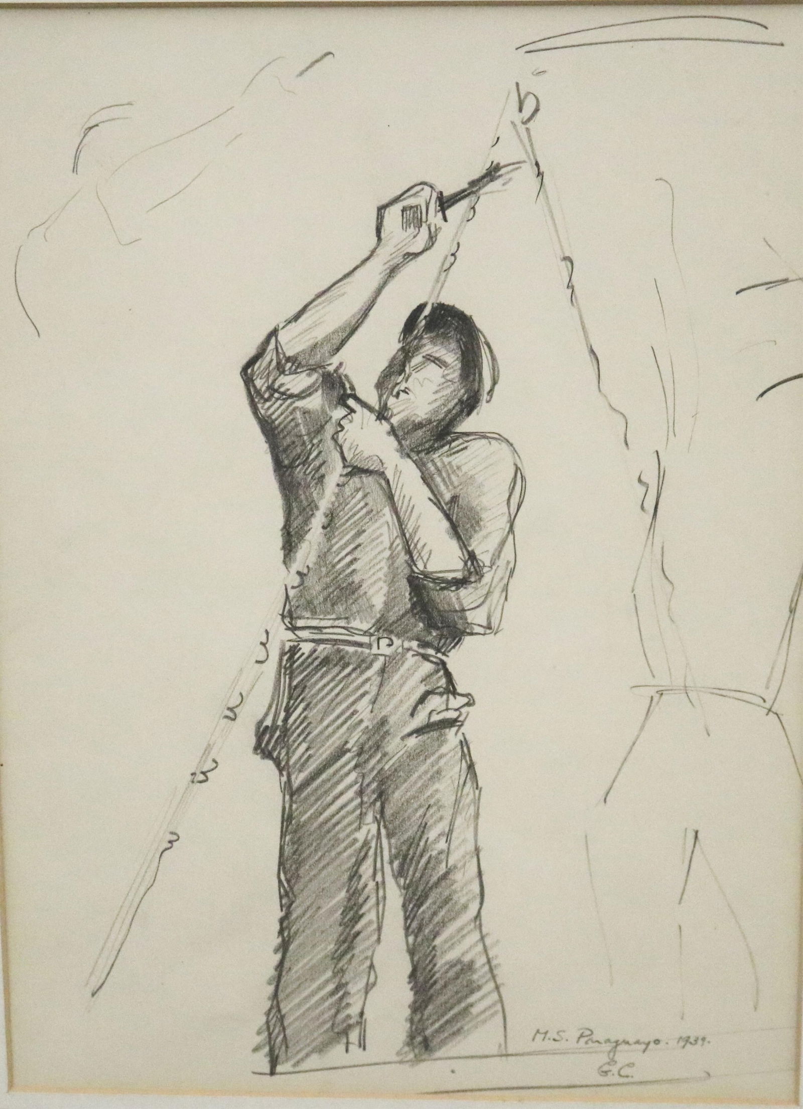GIFFORD ALEXANDER COCHRAN, American 1906-1978, The Draftsman at Work, 1939, Pencil on paper, Sight (1 of 17)