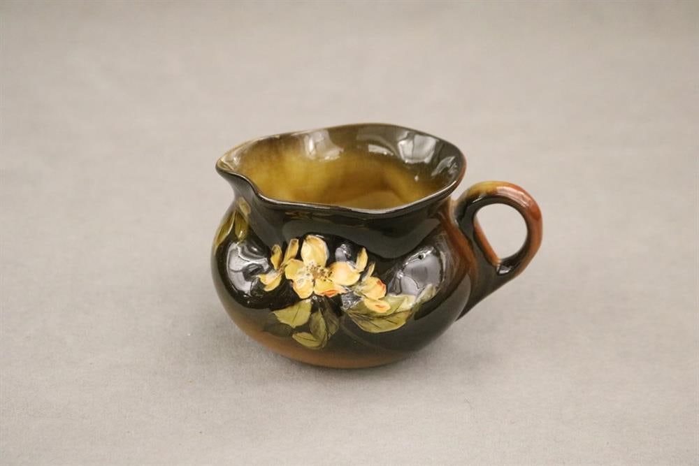 ROOKWOOD ART POTTERY HAND-PAINTED CREAMER. late 19th century. - H: 2 5/8 in. (1 of 3)