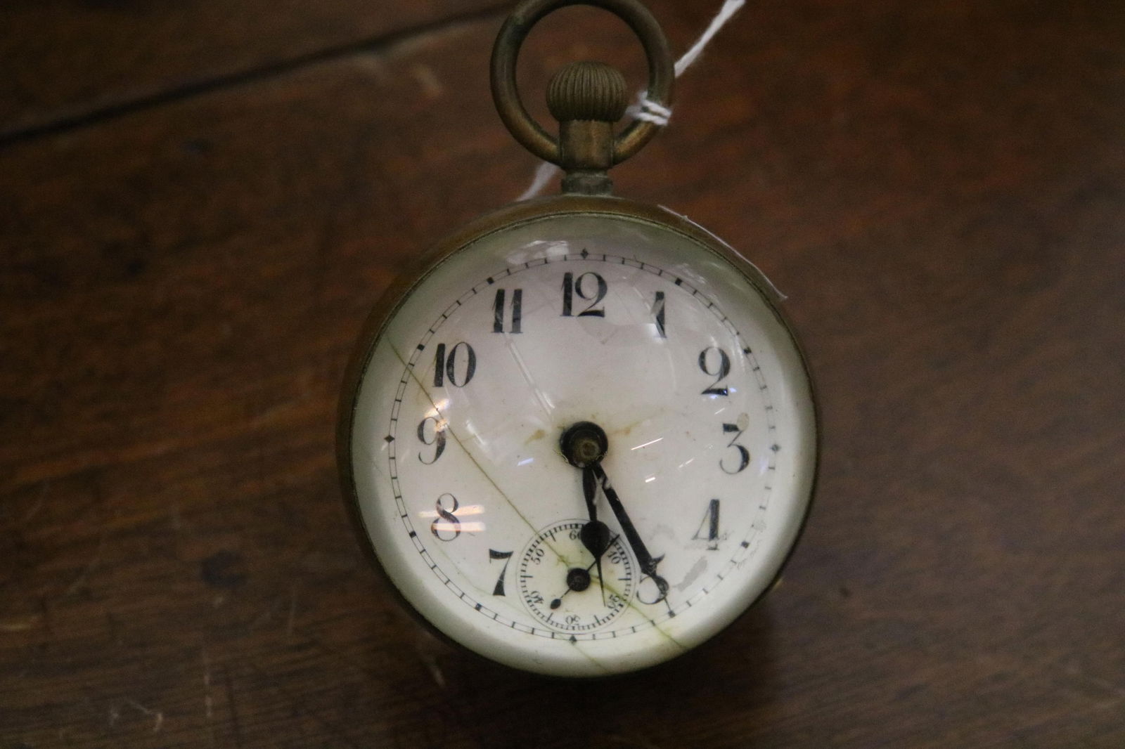 FRENCH BRASS AND GLASS BALL DESK CLOCK. early 20th century. - D: 2 1/2". (1 of 8)