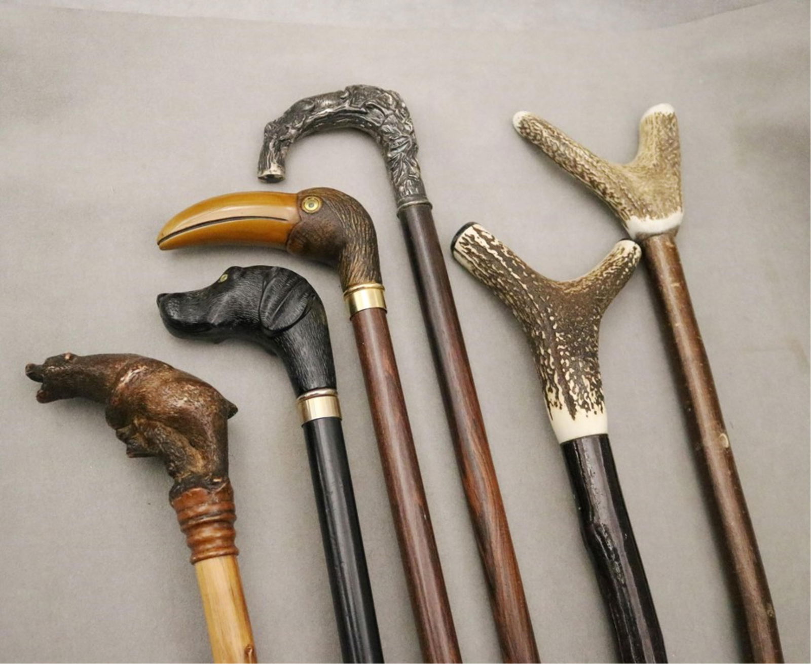 GROUP SIX ASSORTED CANES AND WALKING STICKS - Largest, L: app. 50 in.. (1 of 12)
