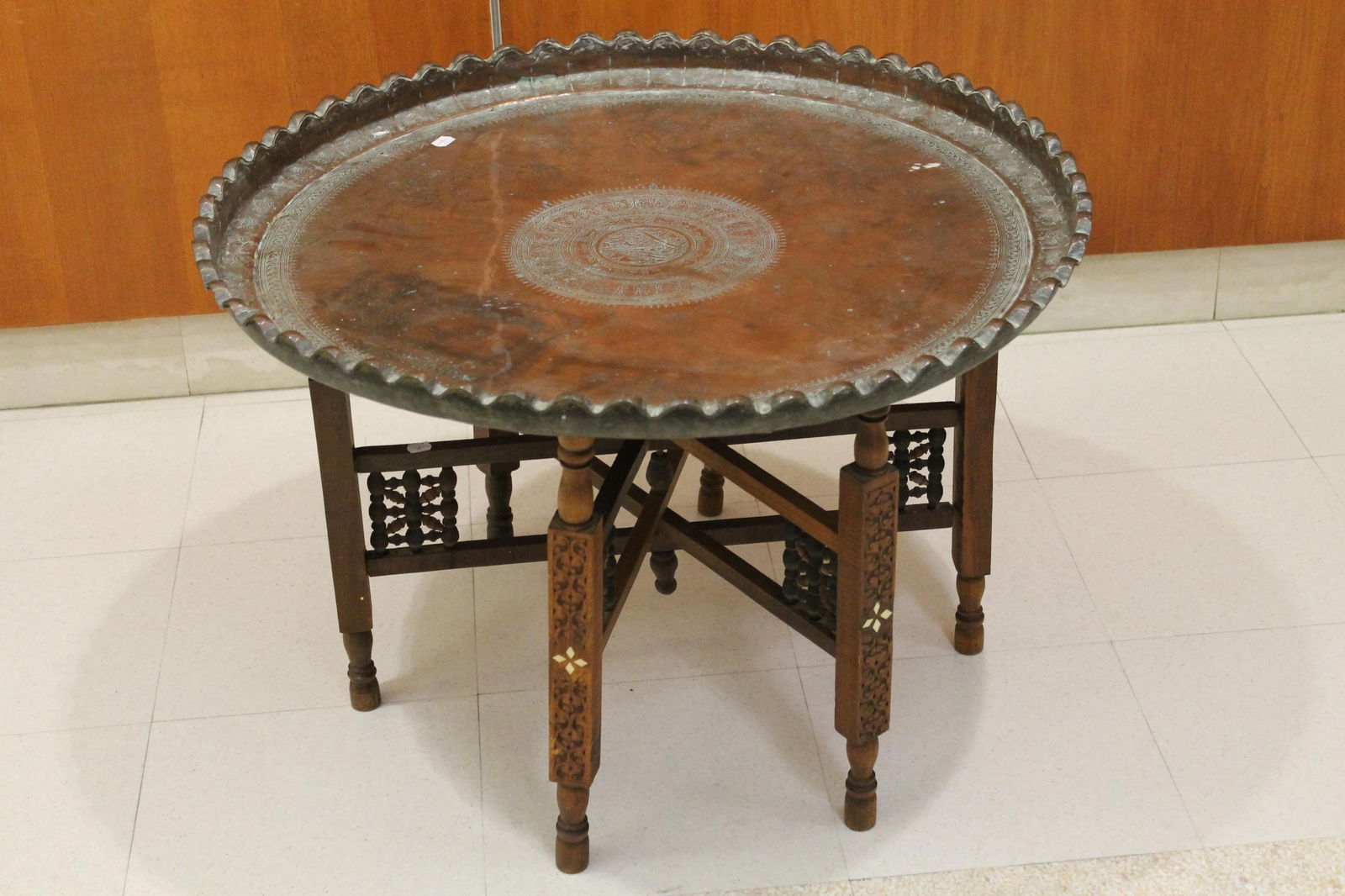 MID-EASTERN COPPER TRAY-TOP TABLE - . - 3