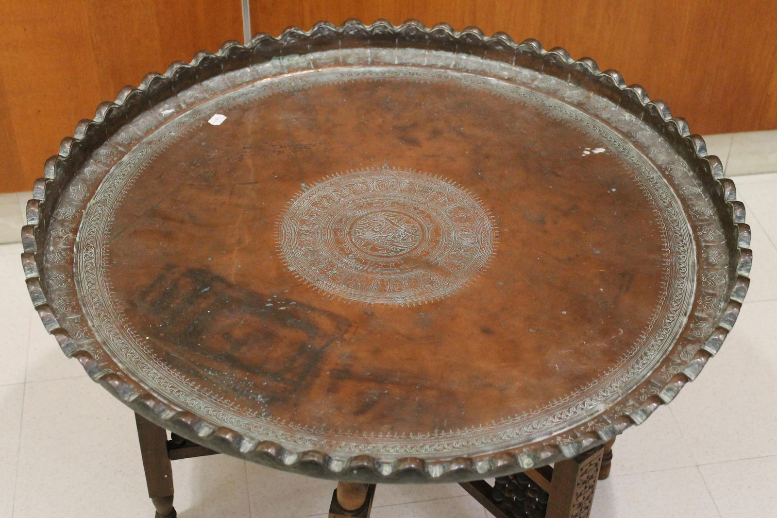 MID-EASTERN COPPER TRAY-TOP TABLE - . - 4