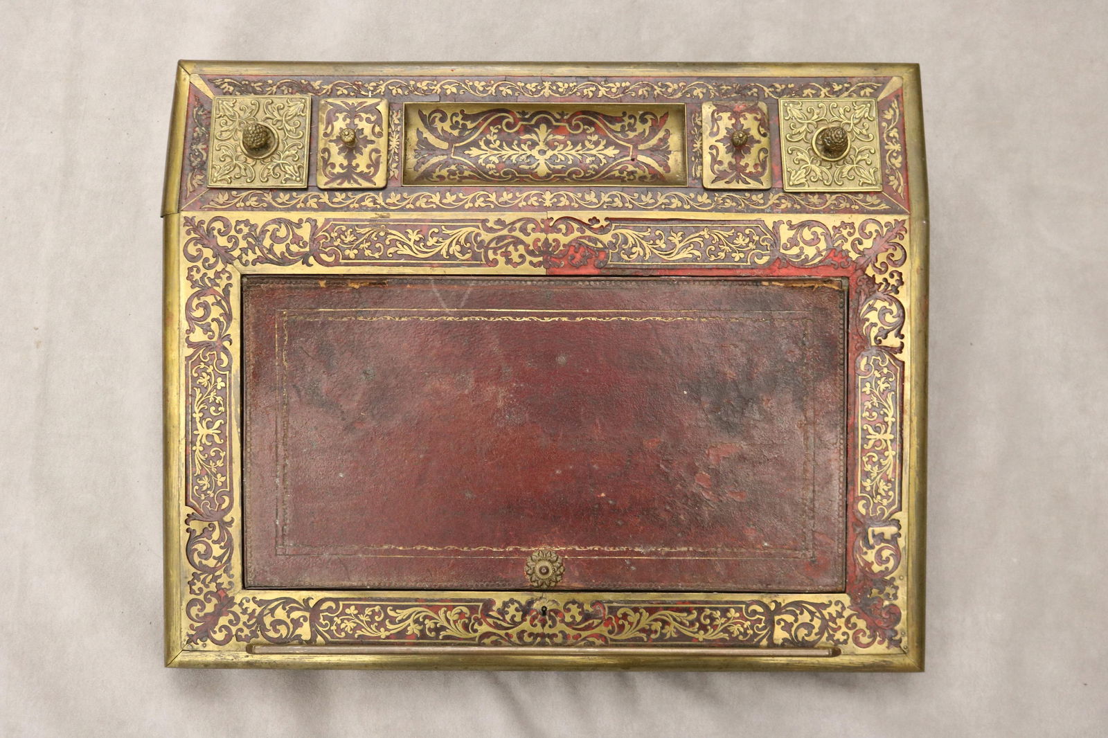 NAPOLEON III BOULE INLAID SLANT-FRONT WRITING BOX 19th century - H: 4 1/2 in. W: 18 7/8 in. D: 15 (1 of 13)