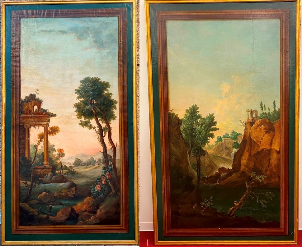 FOLLOWER OF HUBERT ROBERT (French, 18th century). Two works: Landscapes with Classical Ruins and (1 of 20)