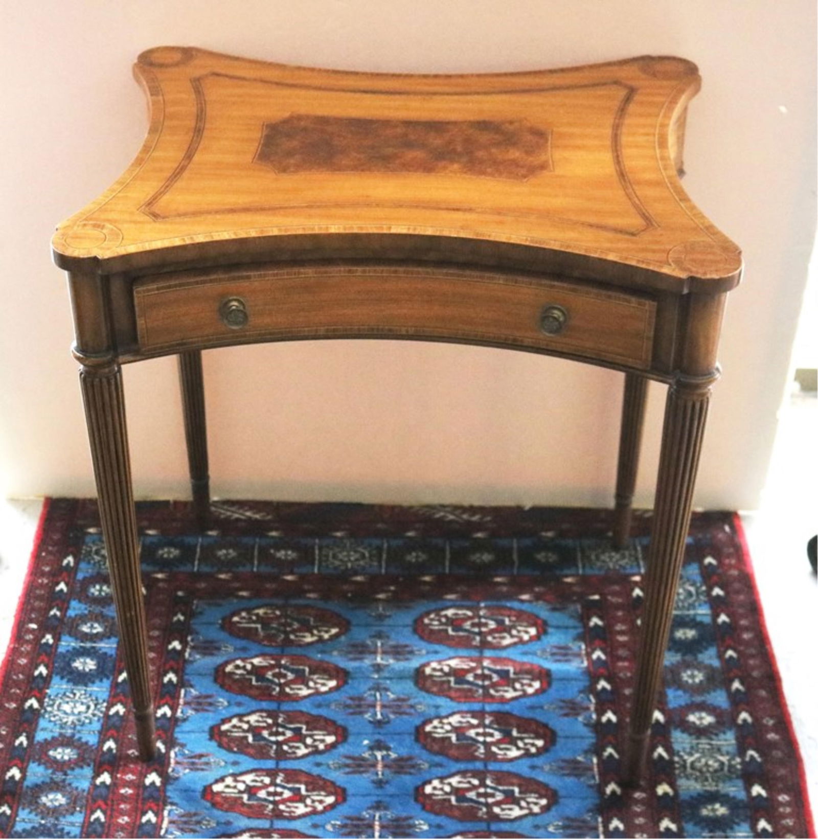 MAITLAND-SMITH CO. SHERATON STYLE INLAID MAHOGANY ONE-DRAWER SIDETABLE - H: 26 in. W: 24 in. D: 19 (1 of 8)