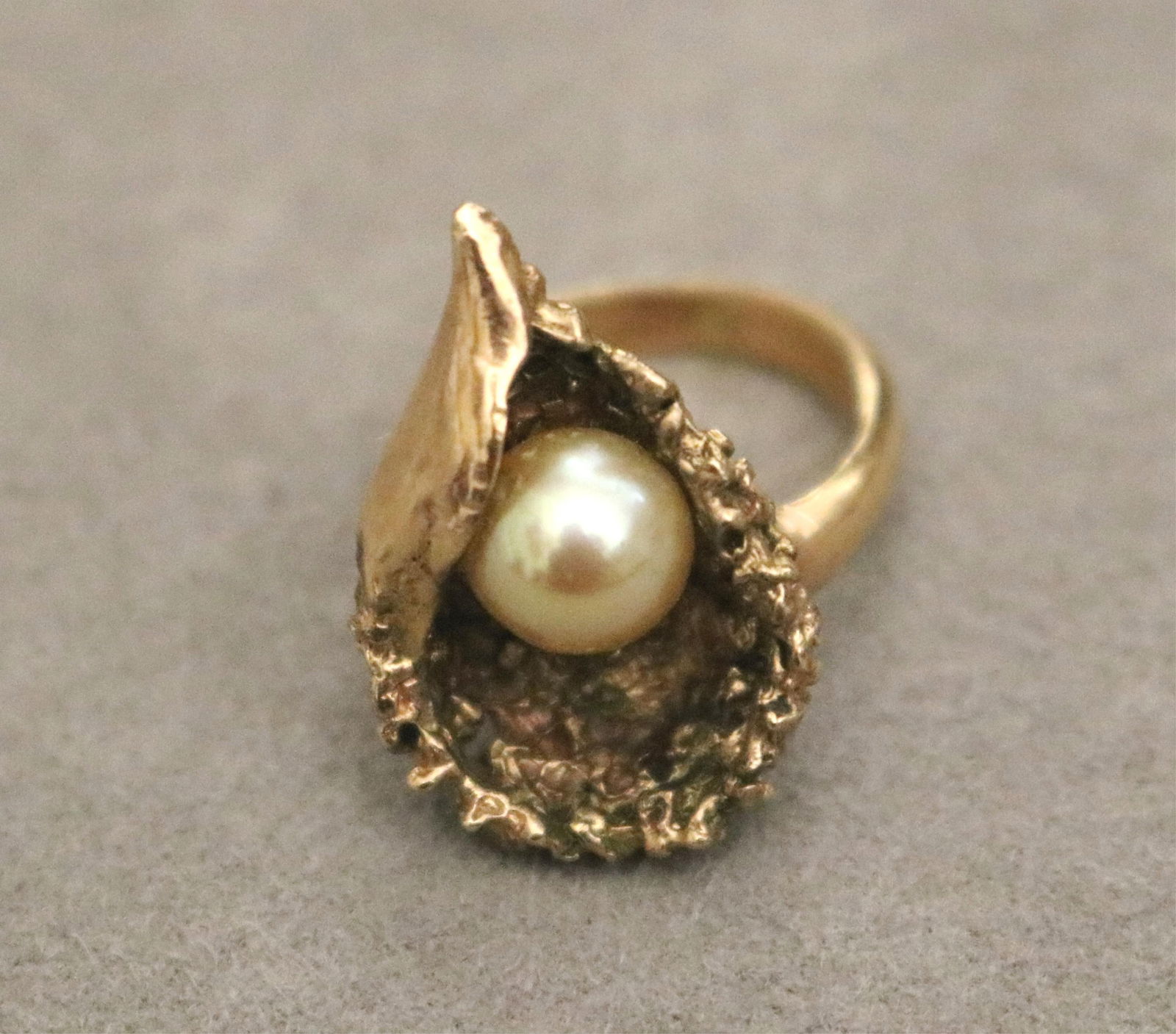 14K YELLOW GOLD AND CULTURED PEARL RING - Ring size: 2 1/2. Gross wt. 4 dwt. (1 of 13)